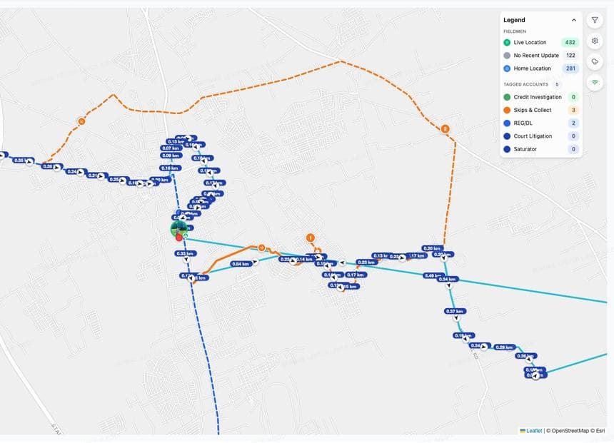 Fig. 6. One agent’s route as the office sees it.
